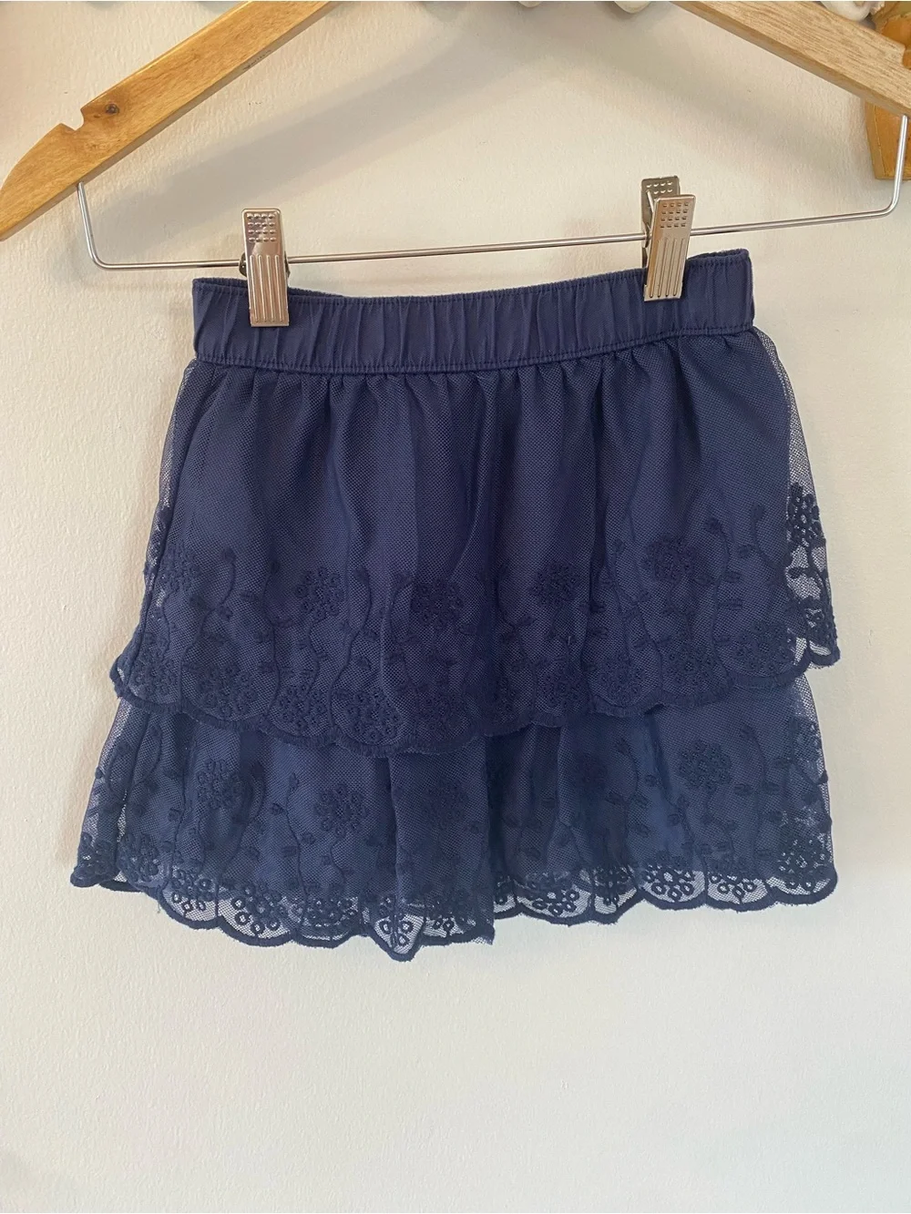 Carter's Girls Navy Layered Floral Lace Skirt - back to school - size 6